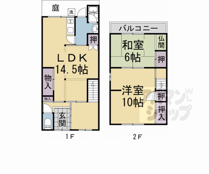 【山ノ内瀬戸畑町１９貸家】間取