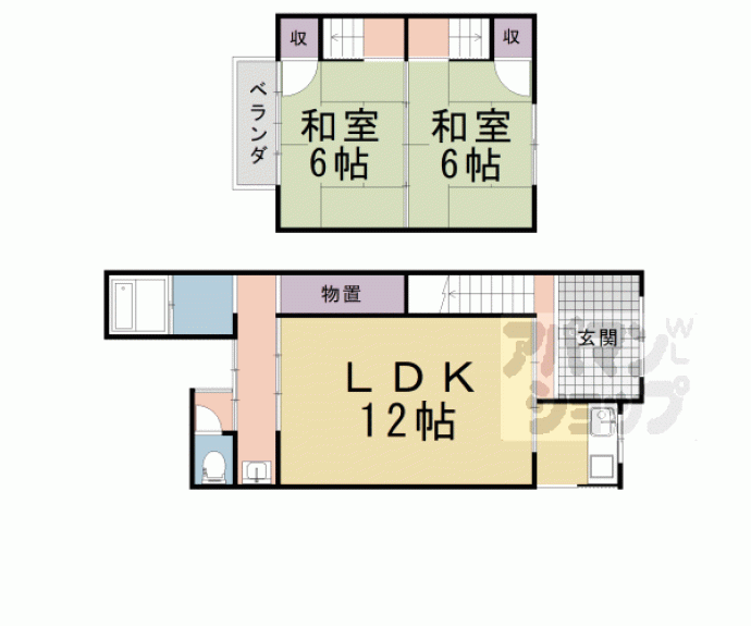 【宇多野福王子町貸家】間取