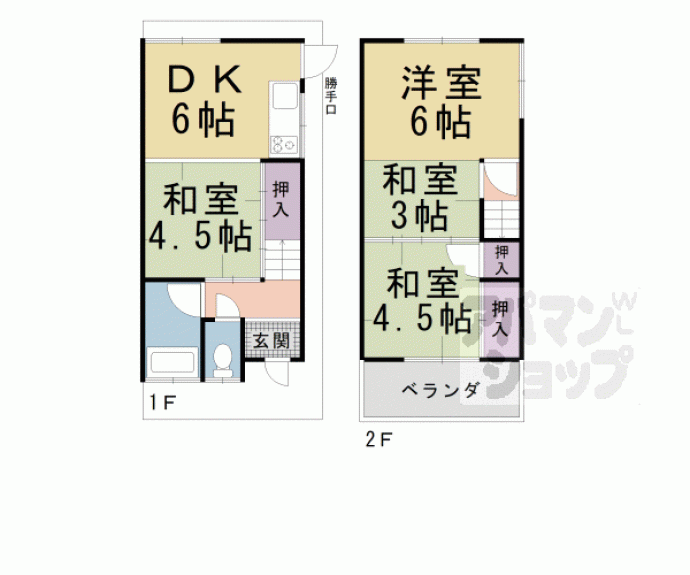 【太秦奥殿町３６－１２貸家】間取