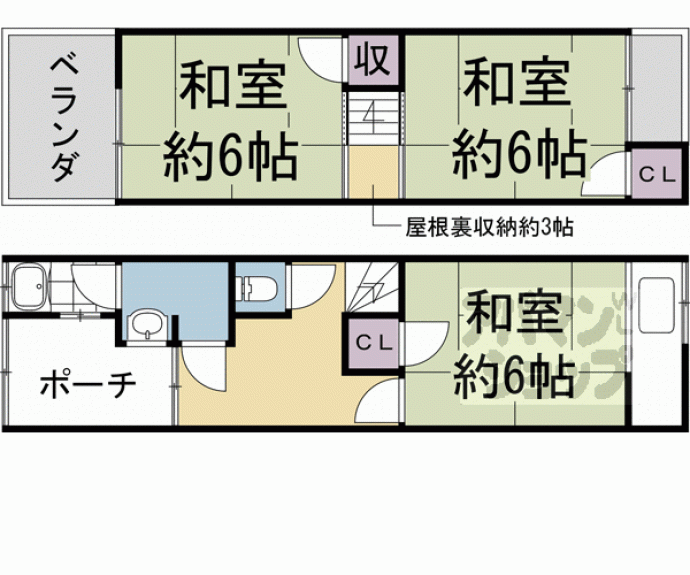 【太秦松本町テラスハウス】間取