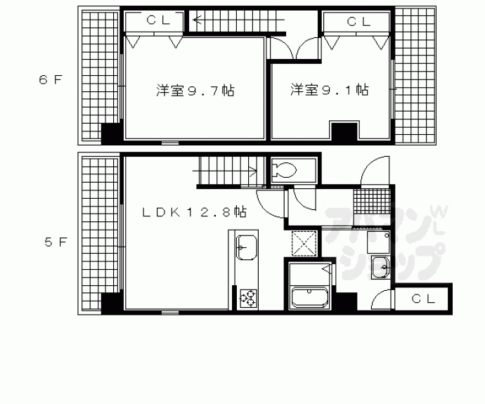 【Ｖｉｌｌｅ　Ｈｅｉａｎ四条烏丸】間取