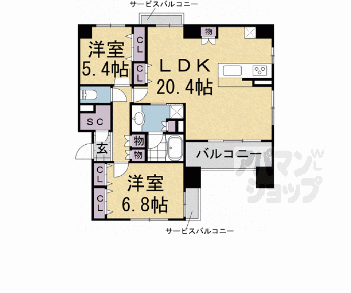 【プレサンスロジェ烏丸御池】間取