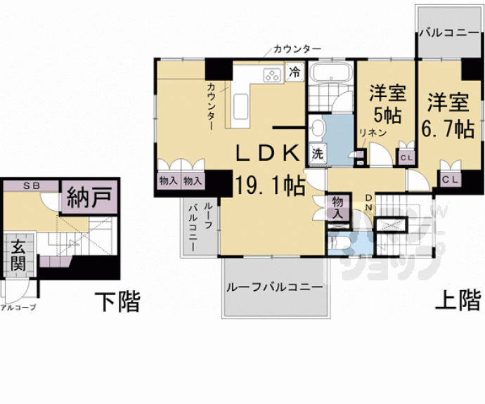 【イーグルコート御池高瀬川】間取