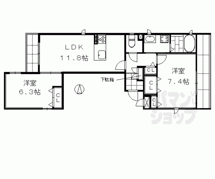 【千坂御所南Ⅱ番館】間取