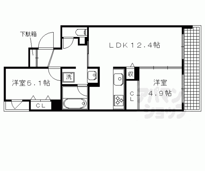 【ラトゥール二条御所南】間取