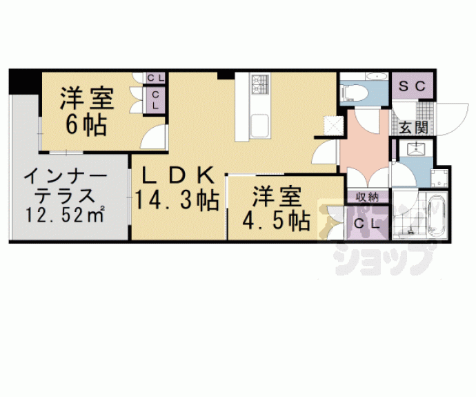 【ザ・パークハウス三条油小路】間取