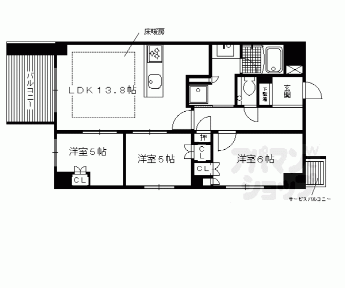 【イーグルコート御所南柳馬場二条】間取