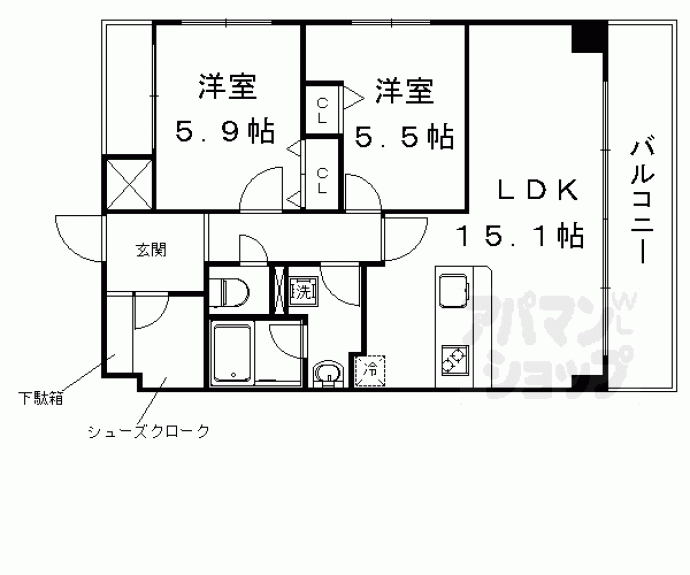 【ディアコート葛野三条】間取