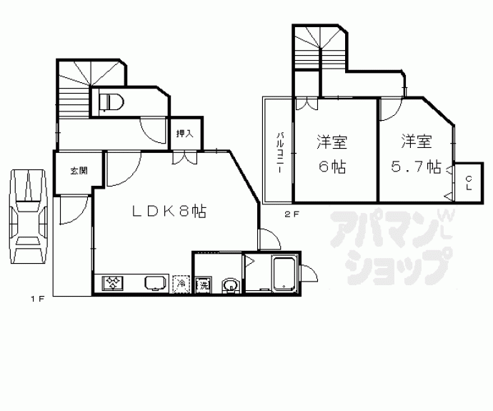 【西院東今田町貸家】間取