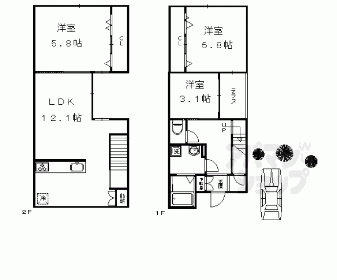 【梅津タウンハウス】間取