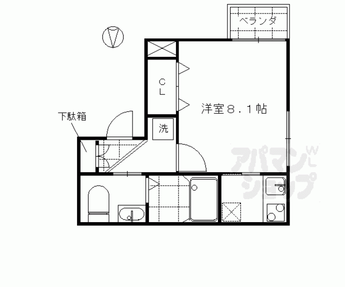 【Ａｐｐａｒｔａｍｅｎｔｏ御所西】間取