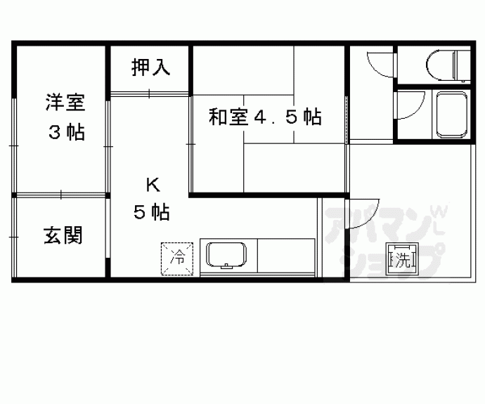 【西院下花田町１７貸家】間取