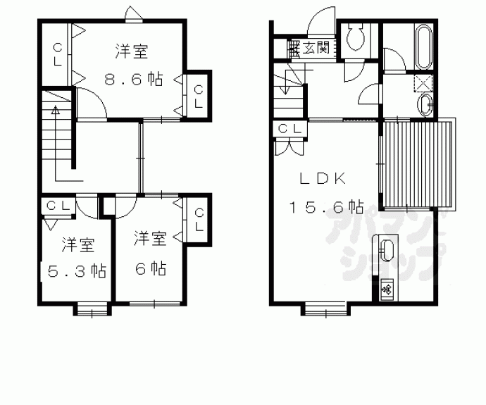 【ベルソレイユⅡ　Ａ　Ｂ】間取