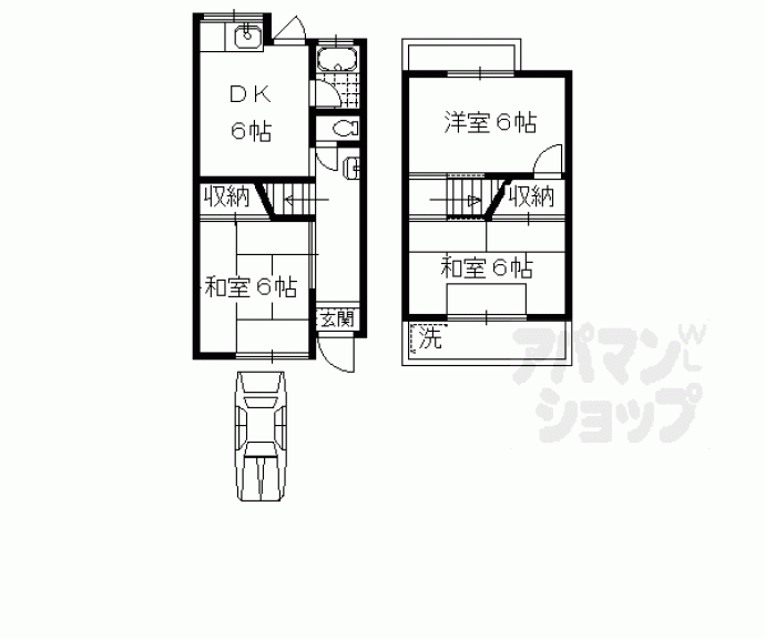 【羽束師志水町貸家】間取