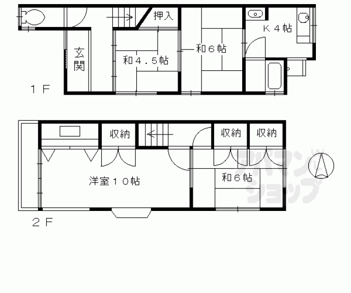 【西ノ京南大炊御門町貸家】間取