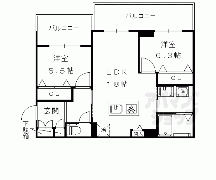 【シャーメゾン朱雀二条】間取