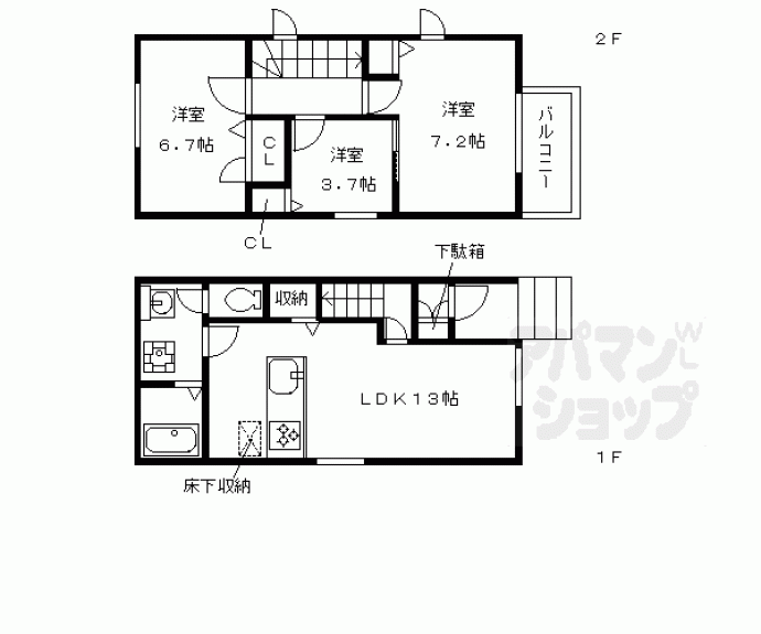 【中京区壬生西土居ノ内町戸建Ａ】間取