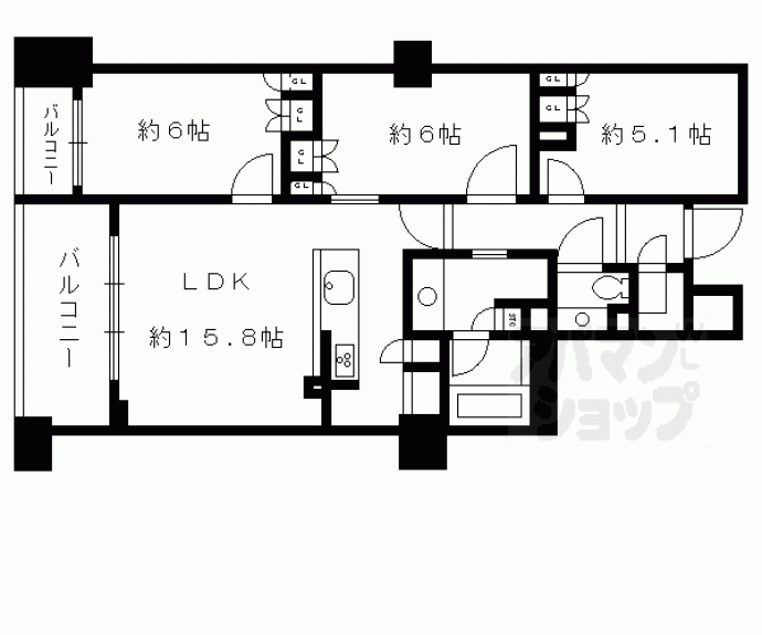 【プレサンスグラン京都東洞院】間取