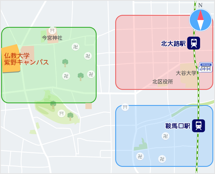 佛教大学（紫野キャンパス）の周辺地図