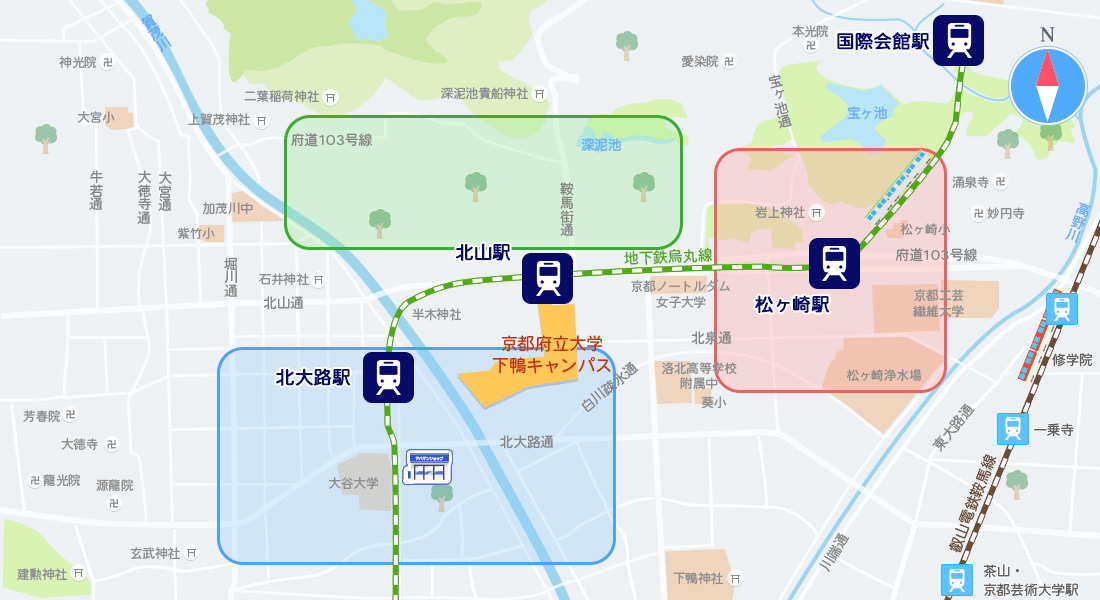 京都府立大学（下鴨キャンパス）の周辺地図