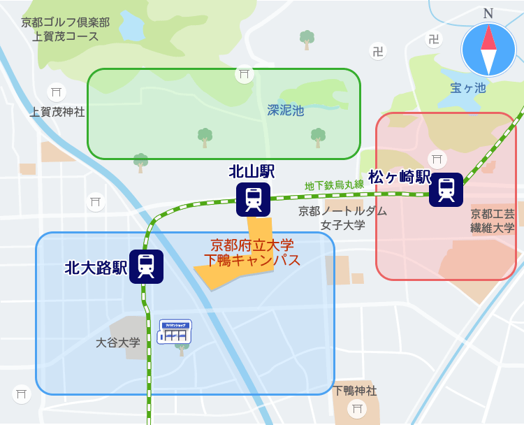 京都府立大学（下鴨キャンパス）の周辺地図